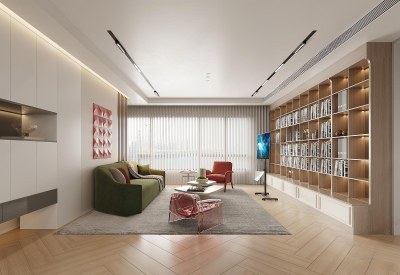 现代原木客餐厅3D模型下载